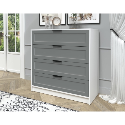 Kомод Тренд КТ-К100 (Белый ЛДСП/ Серый ЛМДФ) Ш1000 В1020 Г451